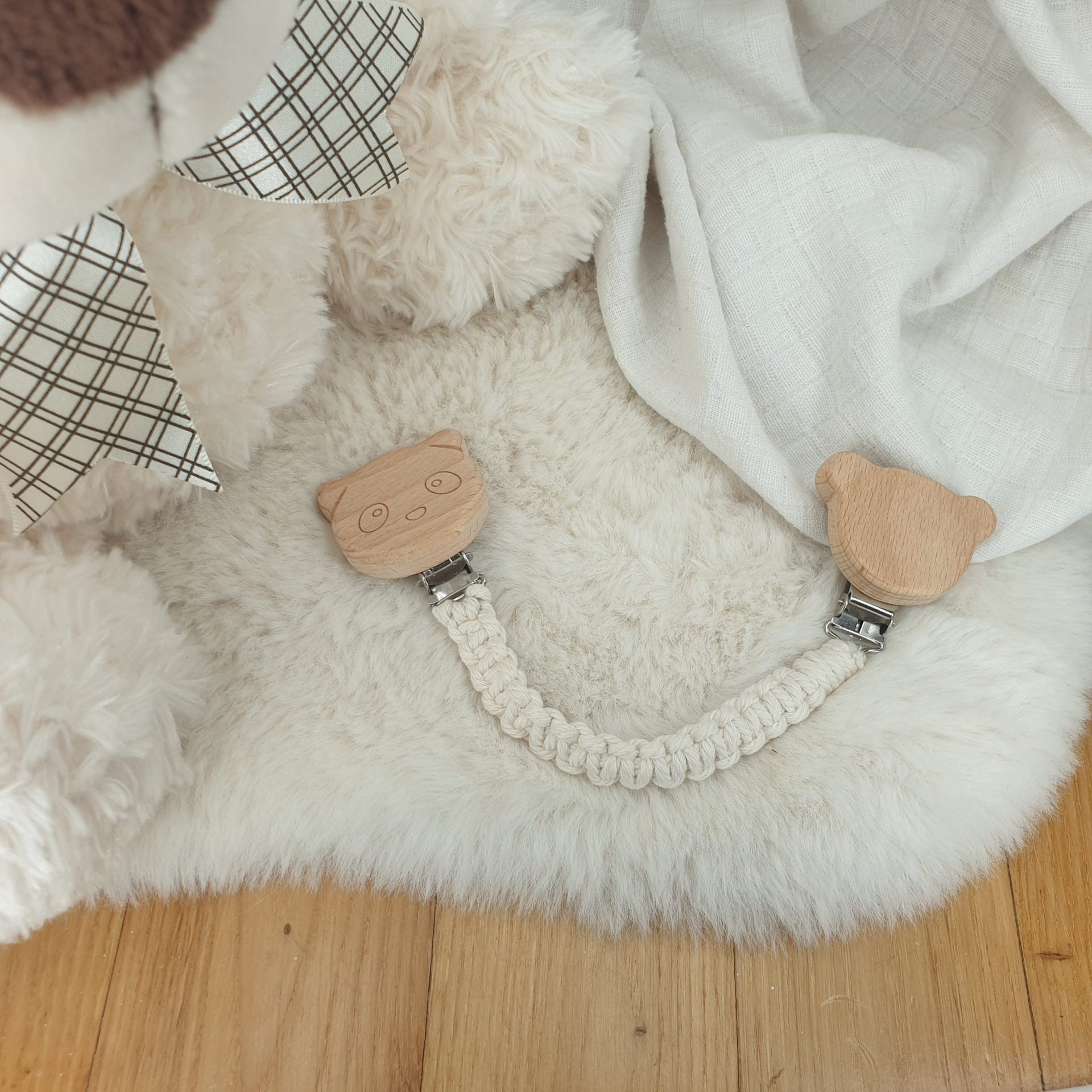 Attache Doudou - Beige & Attaches Nounours et Panda