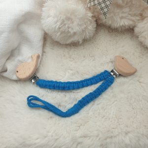 Attache Doudou et Tétine – Bleu & Attaches Oiseau et Baleine