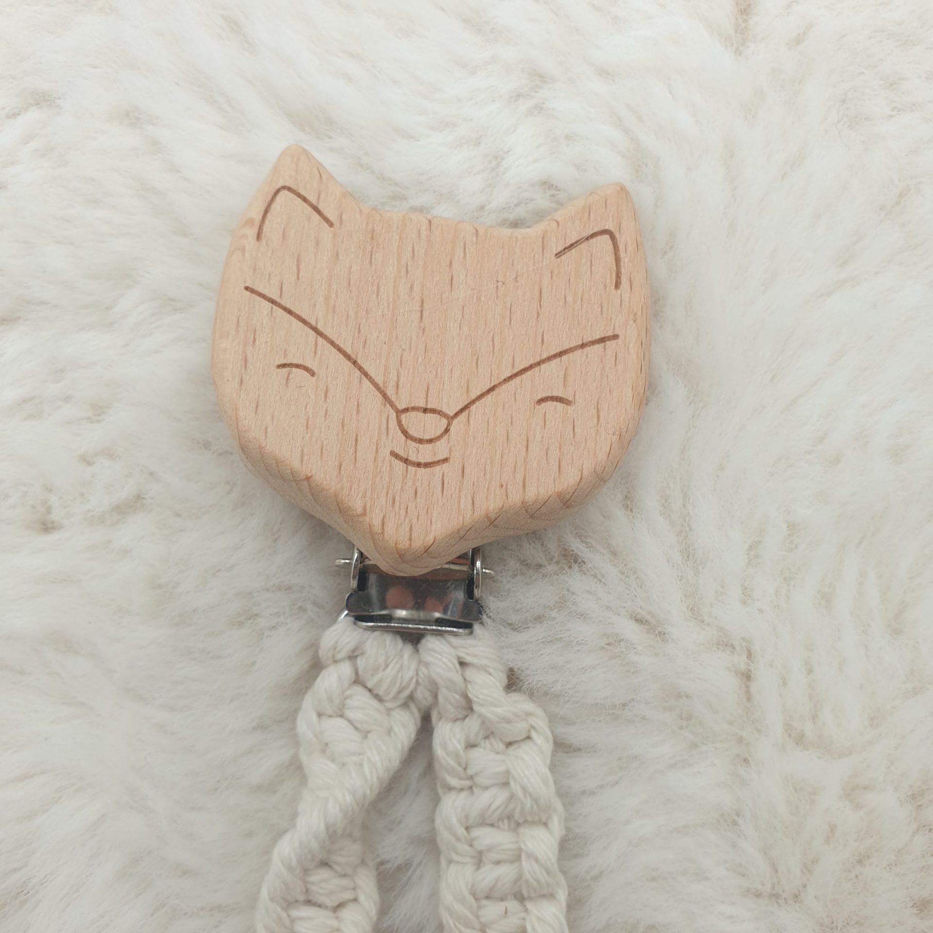 Attache Doudou et Tétine – Beige & Attaches Renard et Rond – Image 4
