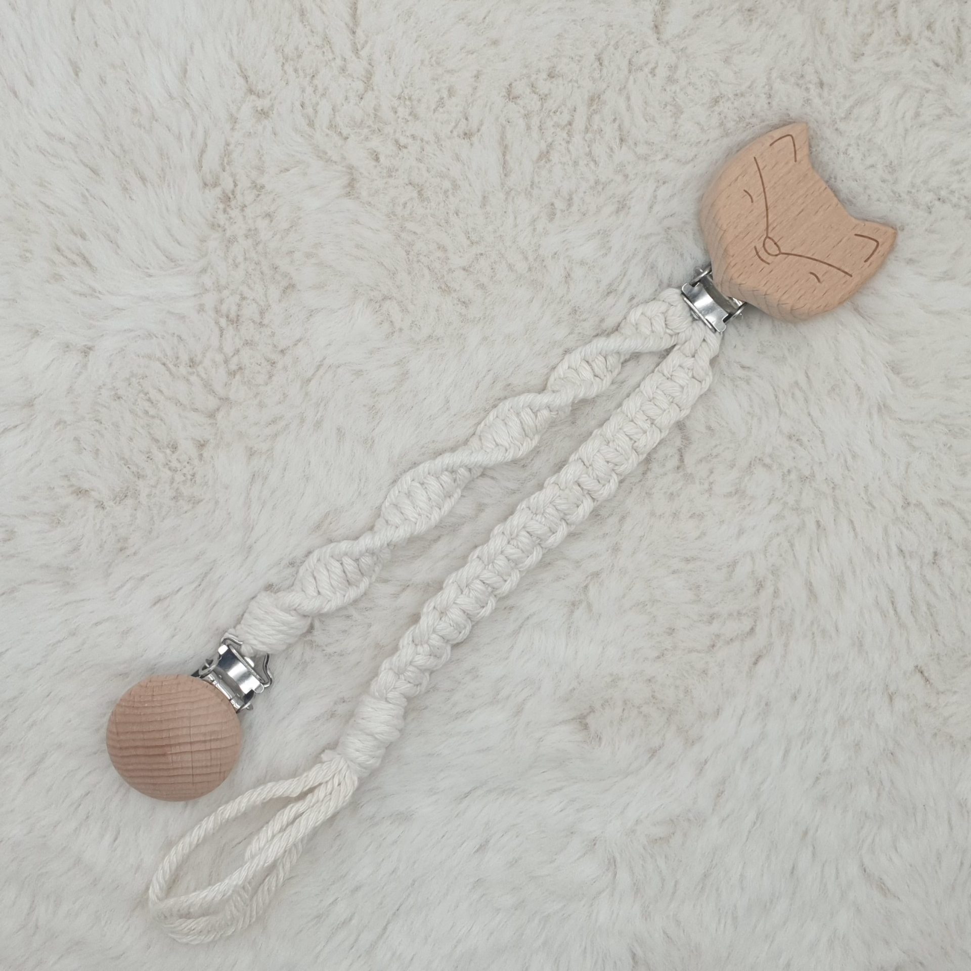 Attache Doudou et Tétine – Beige & Attaches Renard et Rond – Image 2