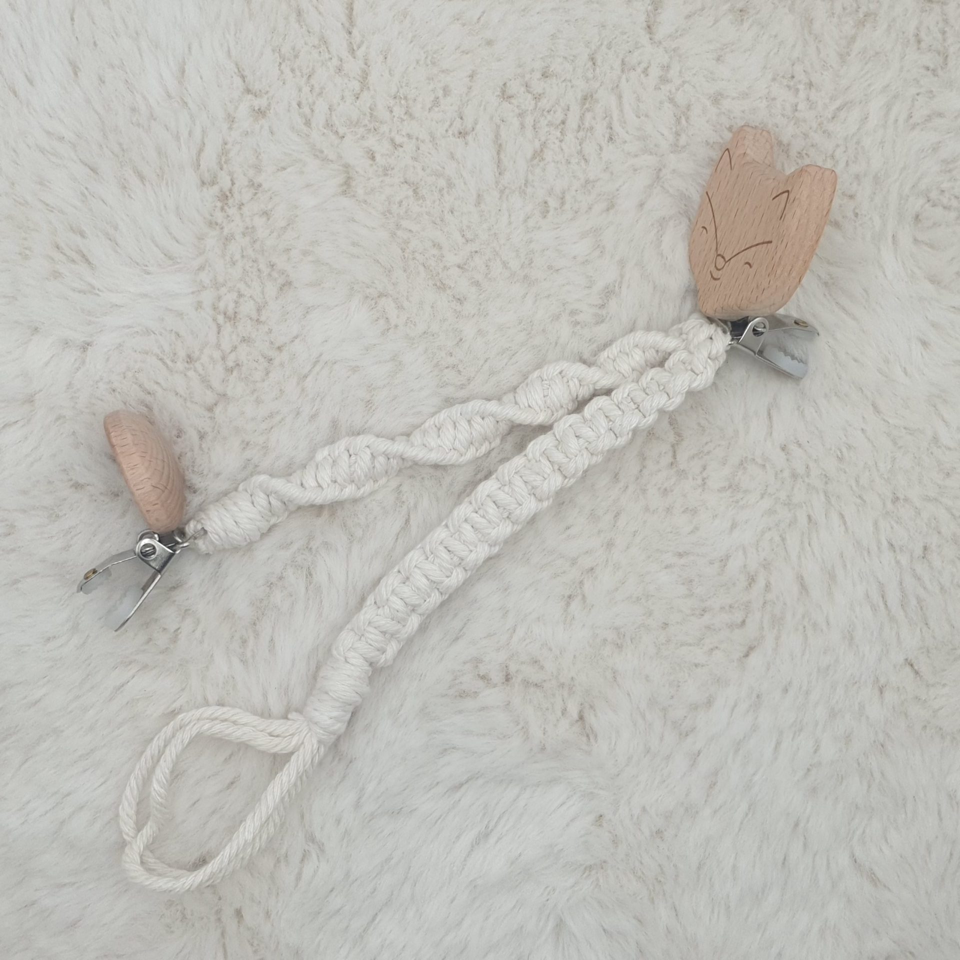 Attache Doudou et Tétine – Beige & Attaches Renard et Rond – Image 7