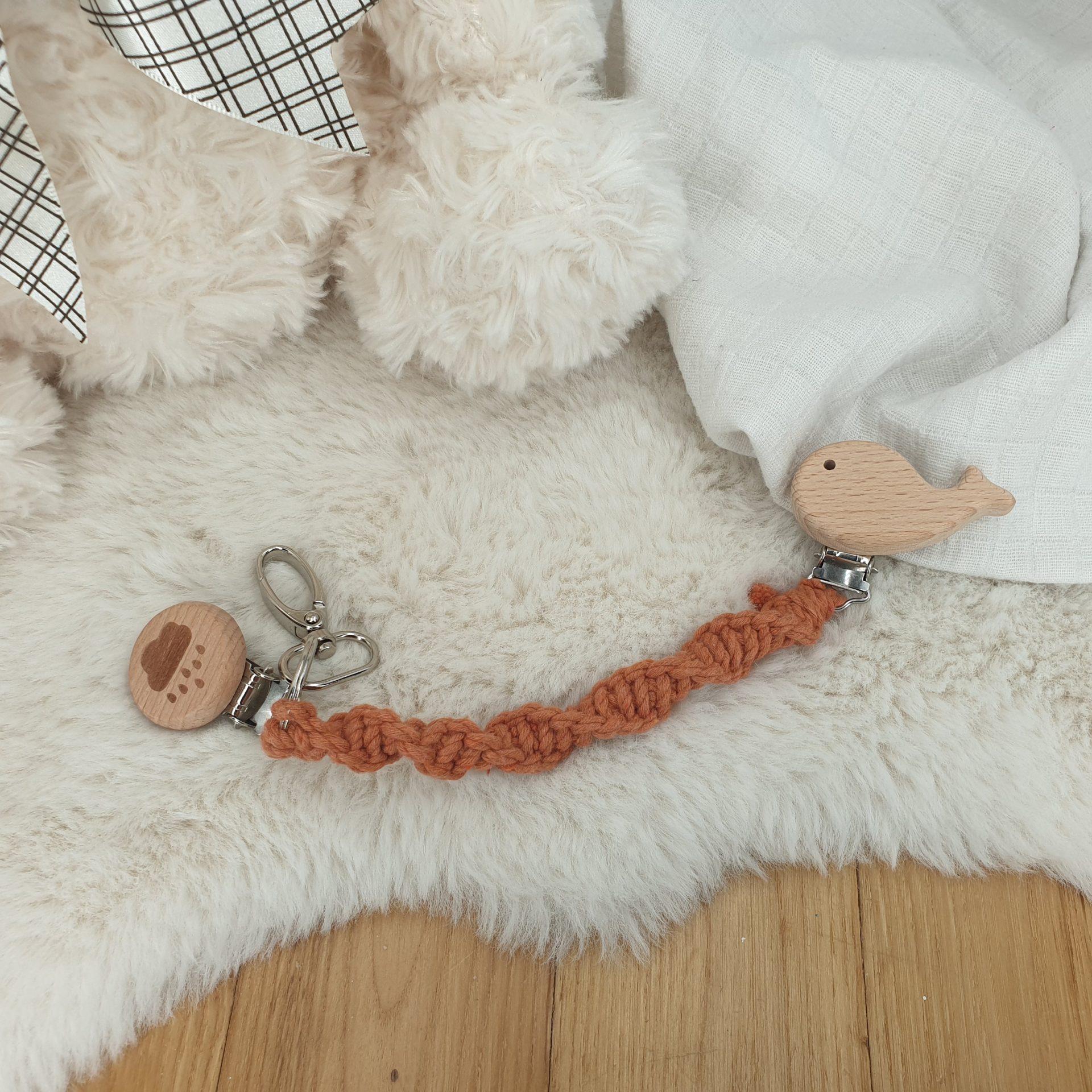 Attache Doudou Universel – Marron & Attaches Baleine et Nuage – Image 8