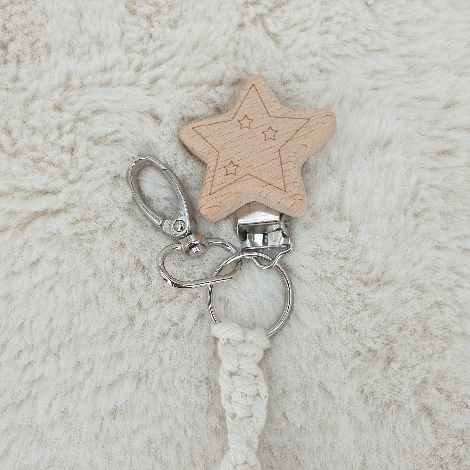 Attache Doudou Universel – Beige & Attaches Étoiles – Image 2