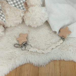 Attache Doudou Universel – Beige & Attaches Étoiles