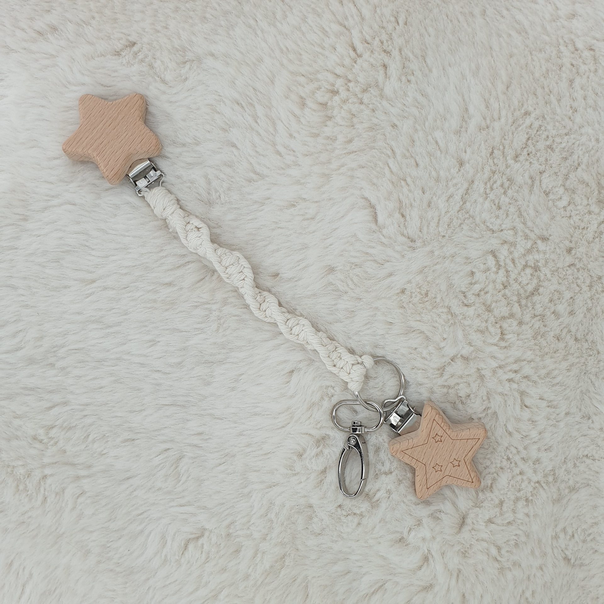 Attache Doudou Universel – Beige & Attaches Étoiles – Image 3