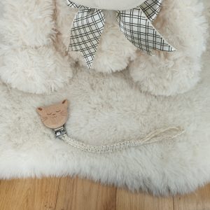 Attache Tétine / Sucette – Beige et Doré & Attache Chat