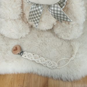 Attache Tétine / Sucette - Beige & Attache Coeur